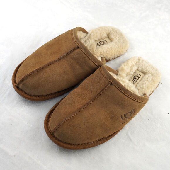UGG Australia Scuffette Suede Shearling Slippers Chestnut Womens 5 - Picture 2 of 8